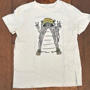 Okie Dokie Toddler Boys White Raccoon Graphic Tee